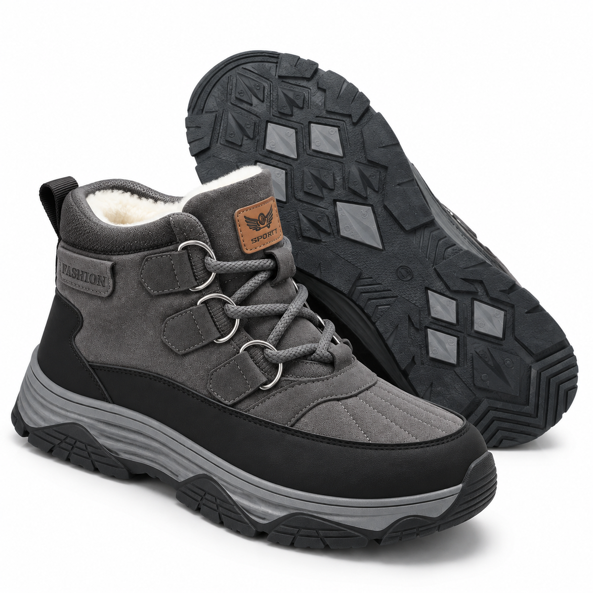 Heren Hoge Snowboots Warm Gevoerd Veters Antislip Dikke Zool Winter