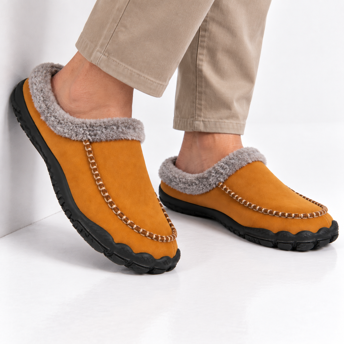 Barefoot Pantoffels Heren Warm Fleece Voering Antislip Lichtgewicht Winter