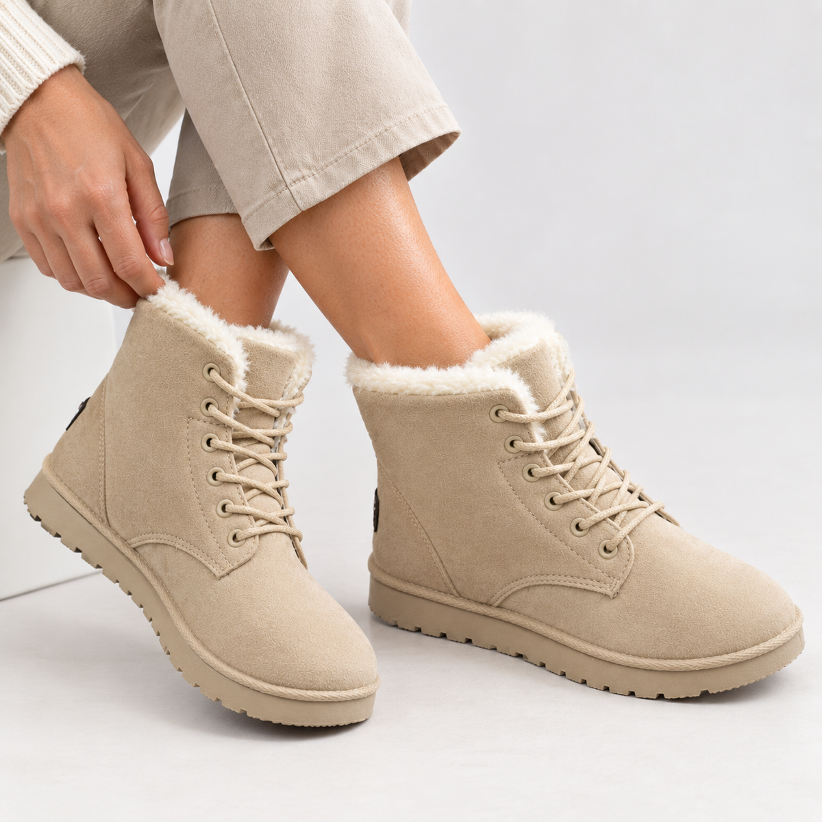 Dames Winterlaarzen Enkelhoog Pluche Voering Dempend Antislip Lichtgewicht