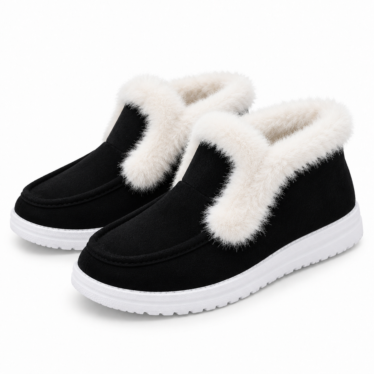 Dames Warme Pluche Instappers Winter Hoge Loafers Mocassin Dikke Zool