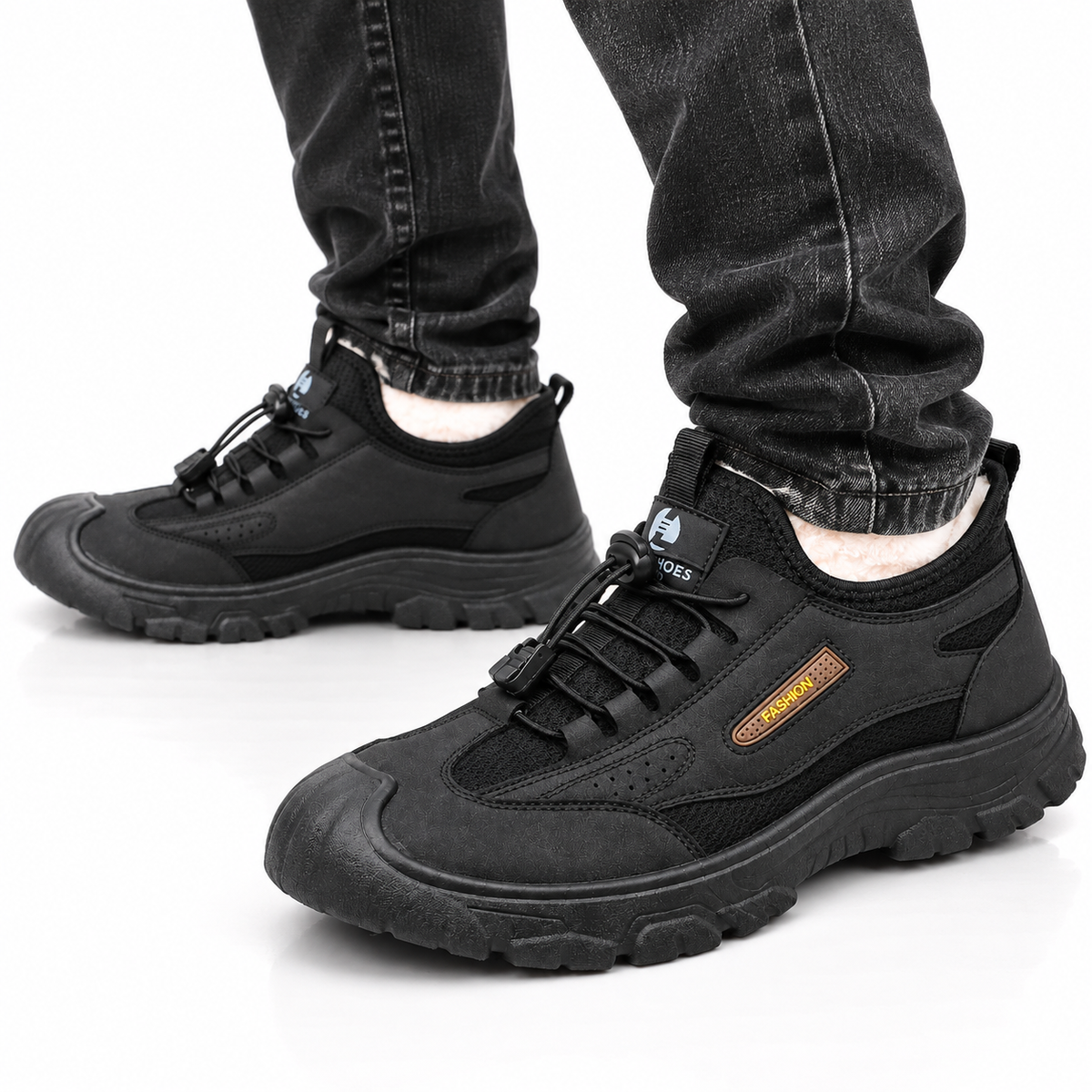 Heren Warme Gevoerde Sneakers Antislip Lichtgewicht Elastische Veters Winter
