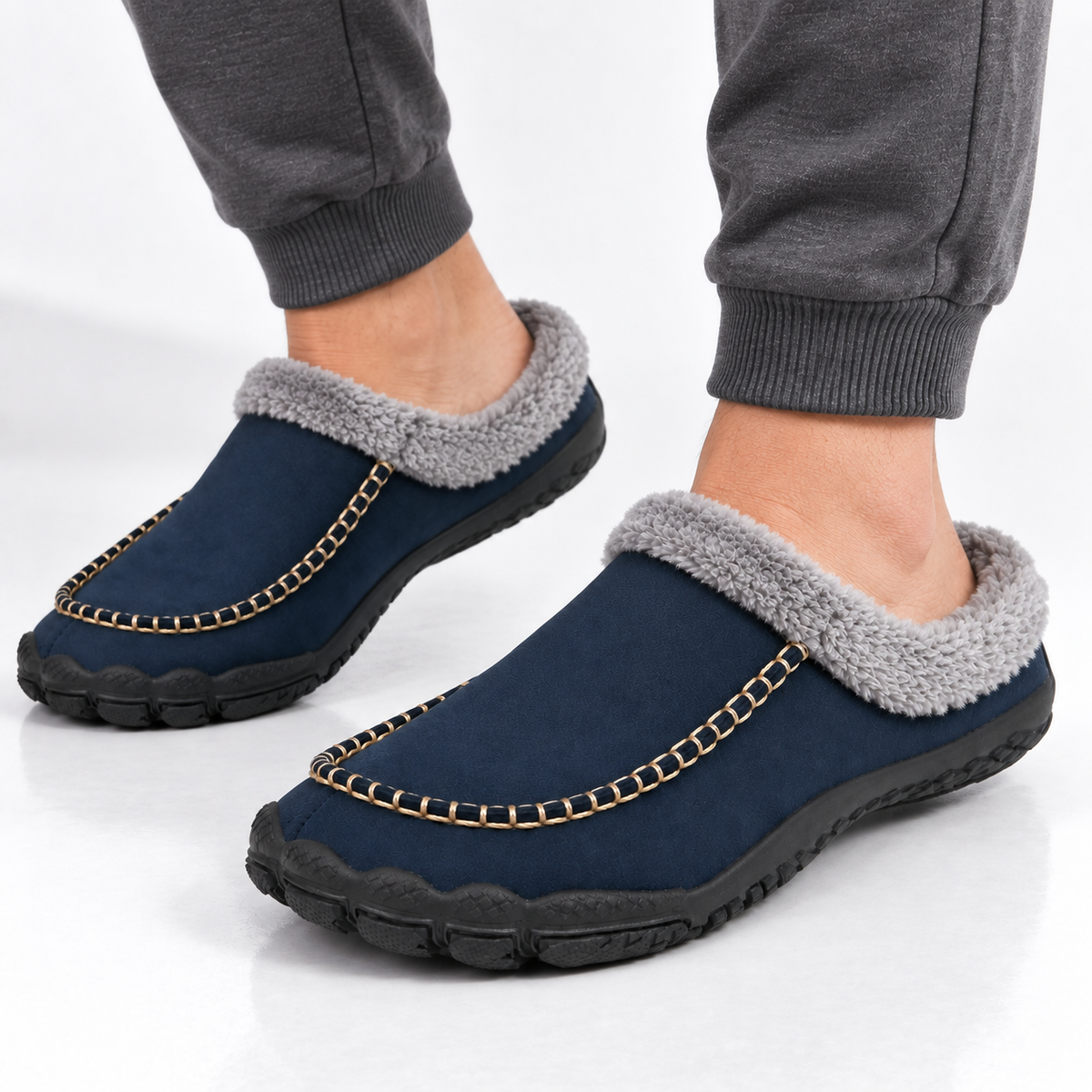 Barefoot Pantoffels Heren Warm Fleece Voering Antislip Lichtgewicht Winter