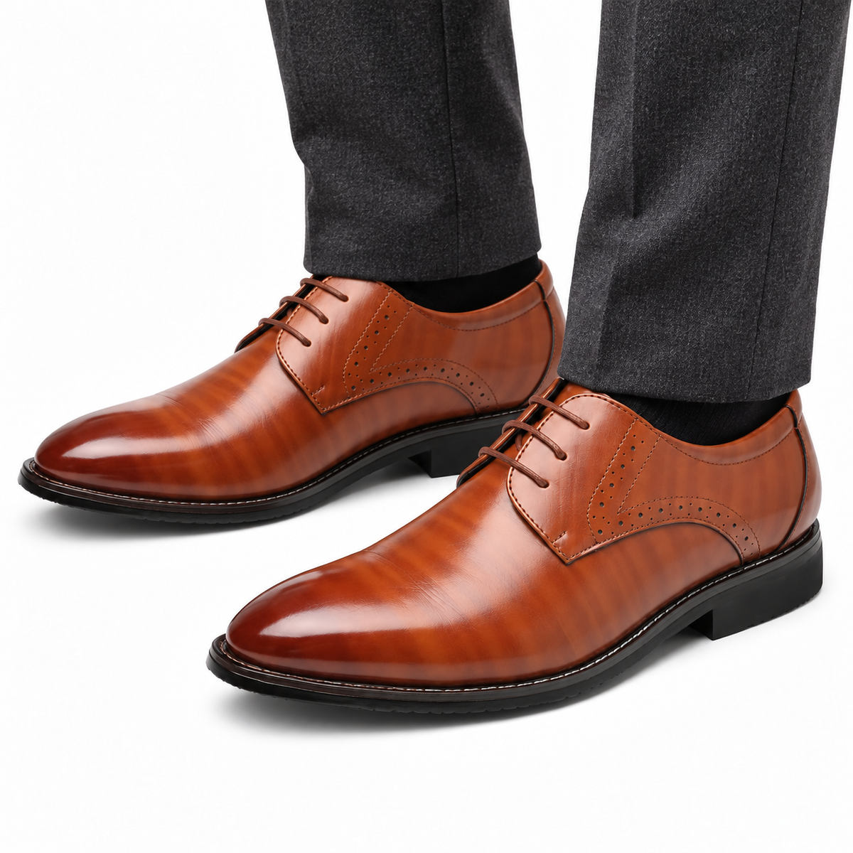 Heren Nette Veterschoenen Derby Brogue Glad Bovenwerk Formeel Zakelijk