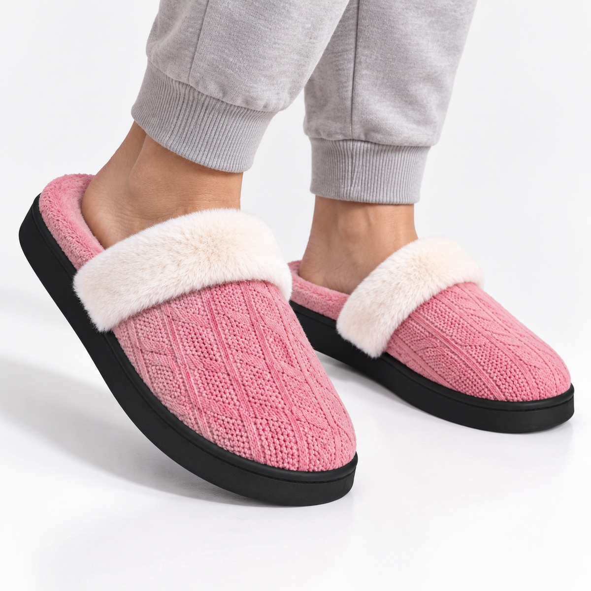 Dames Heren Pluche Huisslippers met Warme Voering en Dikke Antislip Zool Winter