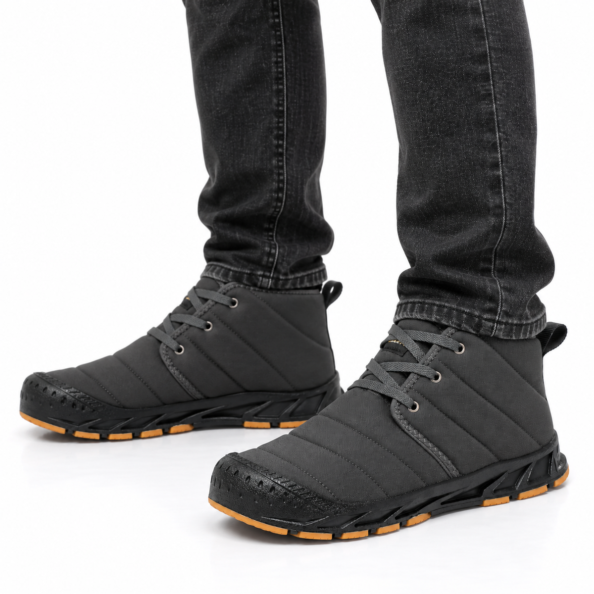 Heren Gevoerde Enkelboots Veters Warme Voering Profielzool Herfst Winter
