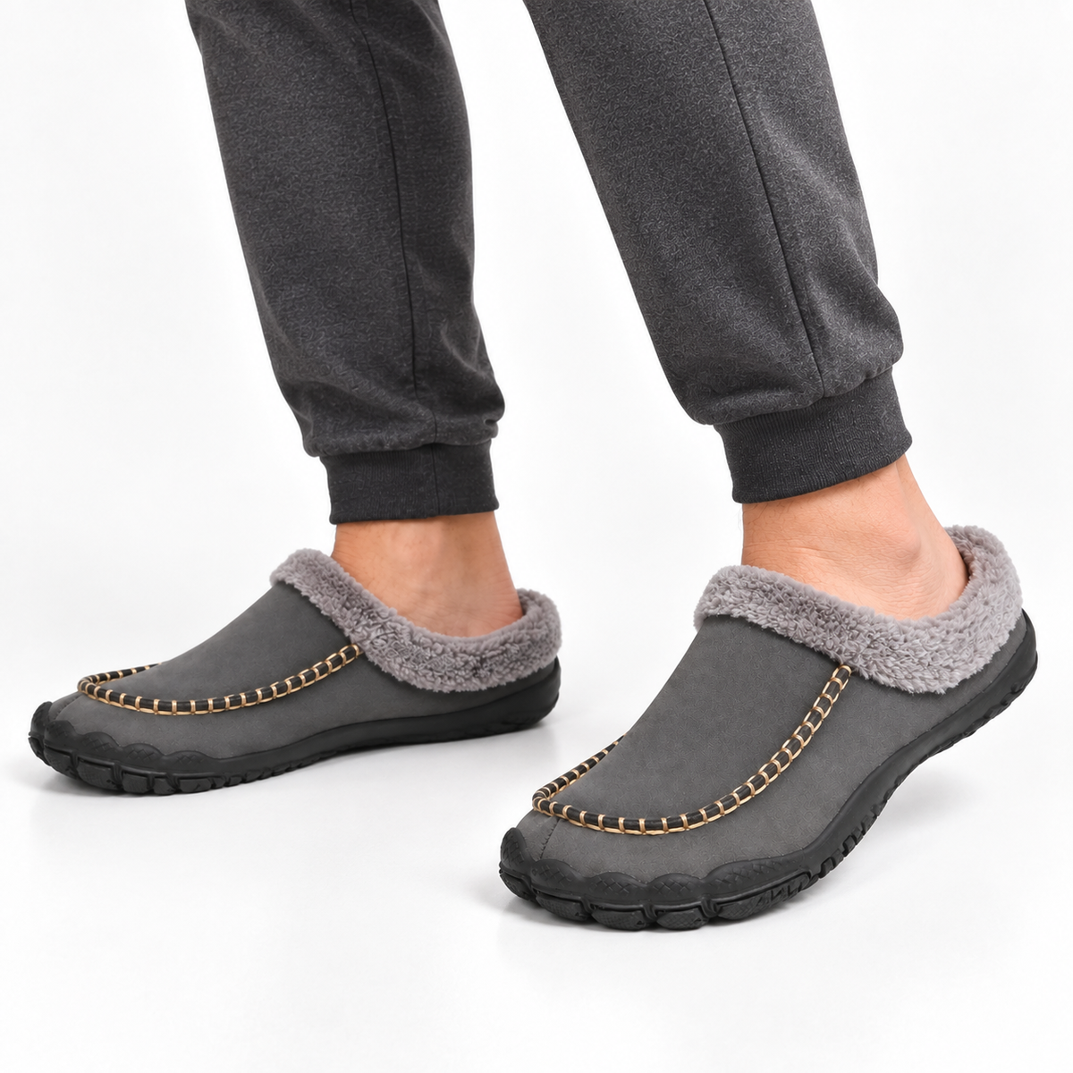 Barefoot Pantoffels Heren Warm Fleece Voering Antislip Lichtgewicht Winter