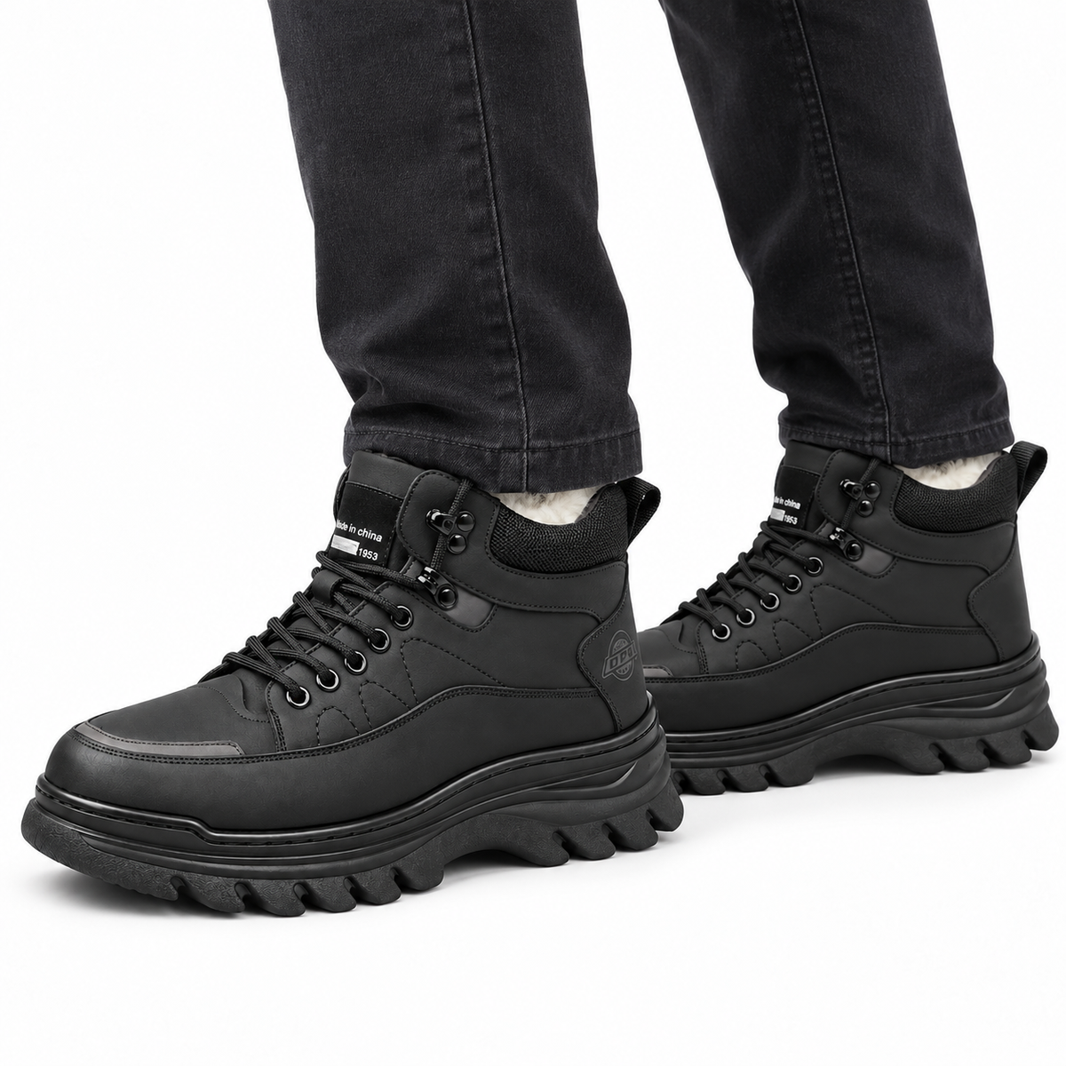 Heren Warme Gevoerde Veterboots Stevig Hoog Antislip Dikke Zool Winter