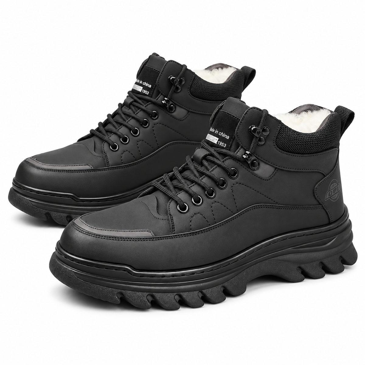 Heren Warme Gevoerde Veterboots Stevig Hoog Antislip Dikke Zool Winter