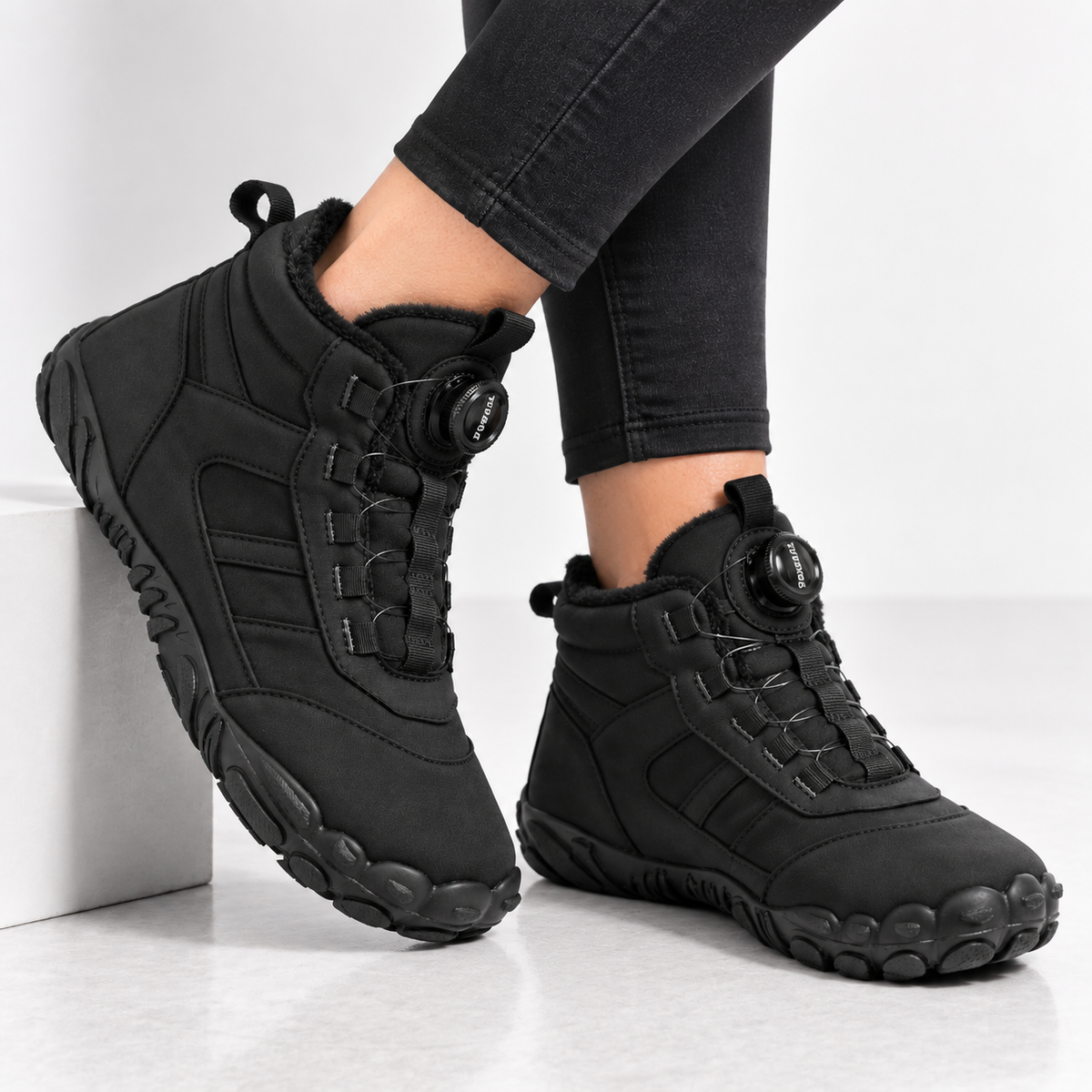 Dames Heren Barefoot Snowboots Fleece Voering Draaiknop Waterafstotend Antislip
