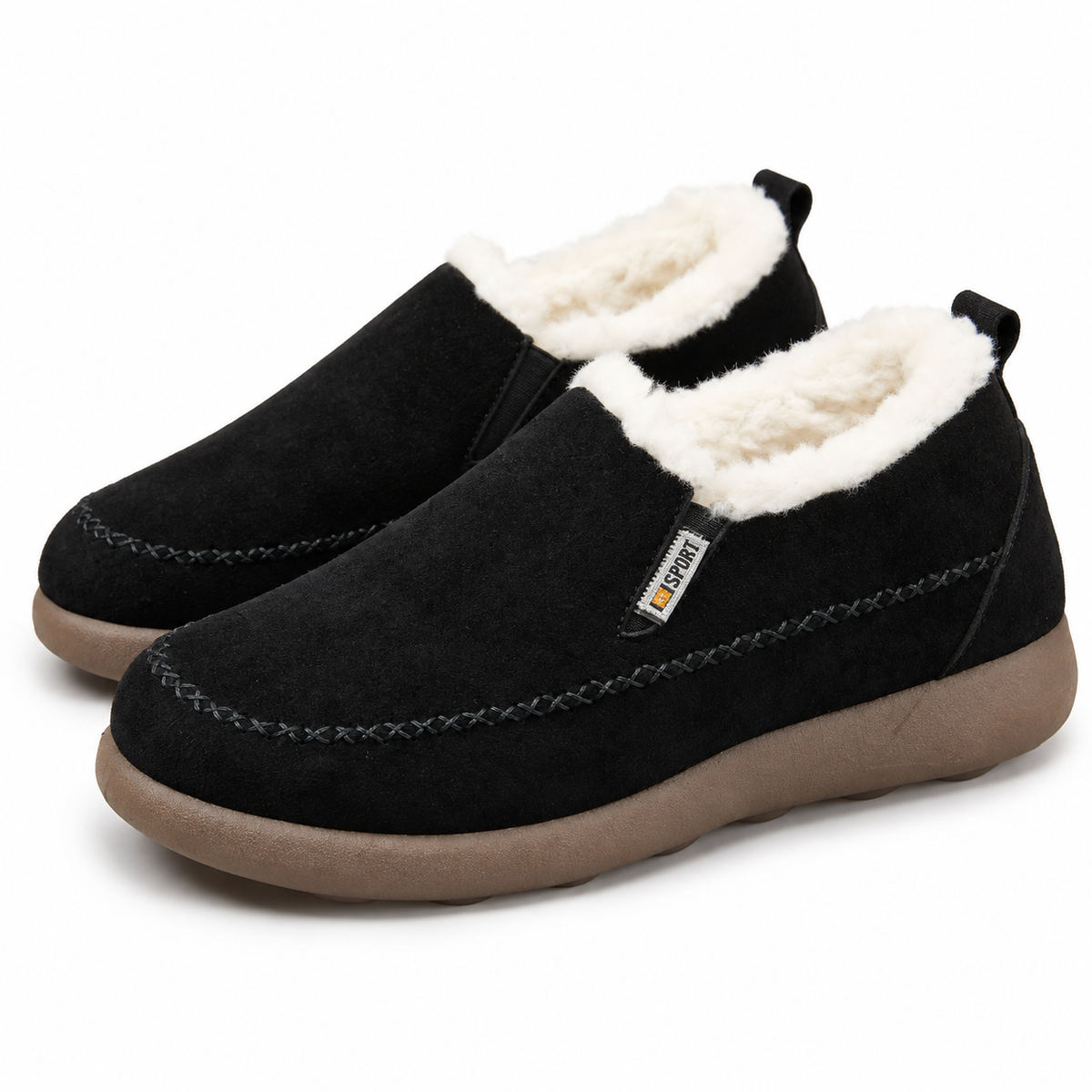 Dames Lage Slip-On Winterboots met Warme Fleece Voering en Dempende Zool
