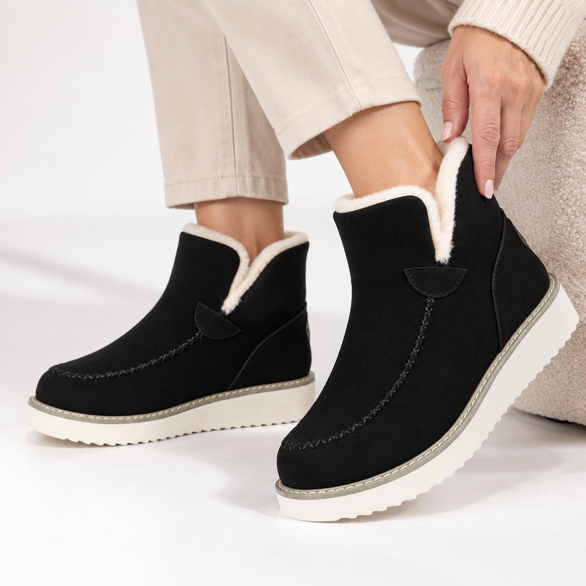 Dames Hoge Instappers Gevoerd Warm Flexibele Zool Lichtgewicht Herfst Winter