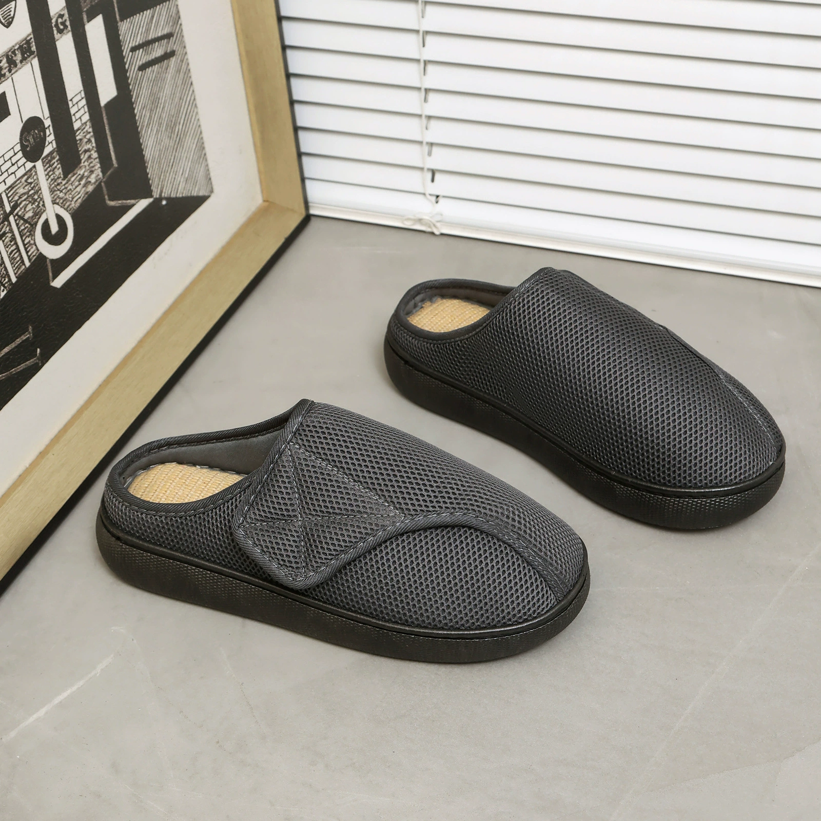 Instap Pantoffels Brede Voeten Mesh Ademend Antislip Dempende Zool Binnen Buiten