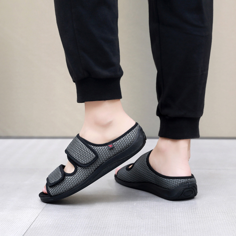 Dames Heren Extra Brede Sandalen Verstelbaar Klittenband Stevig Huis