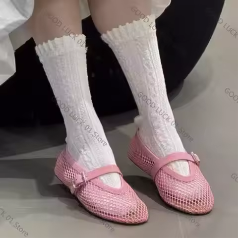 Dames Zwarte Mesh Ballerina’s – Lichte Ademend Instapschoenen voor de Zomer