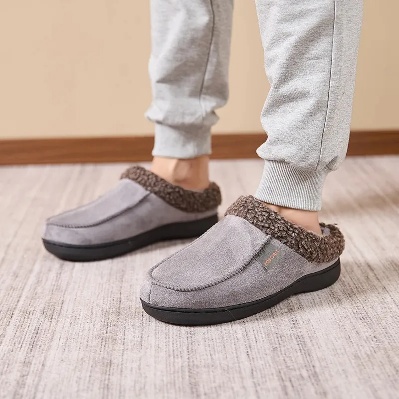 Heren Warme Huisslippers met Fleece Voering en Dikke Antislip Zool voor Winter