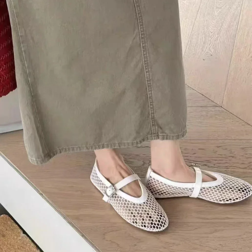 Dames Zwarte Mesh Ballerina’s – Lichte Ademend Instapschoenen voor de Zomer