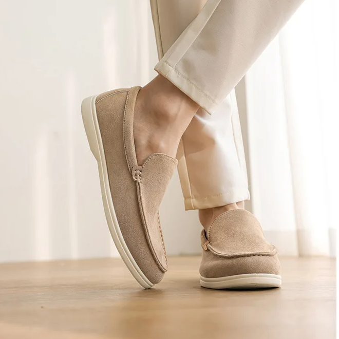 Heren Lage Suède Loafers Chique – Lichtgewicht Comfortabele Instappers