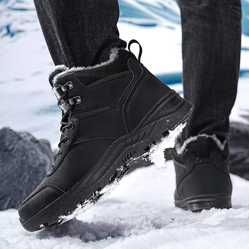 Heren Winter Wandelschoenen Fleece Voering Halfhoog Antislip Lichtgewicht Buiten