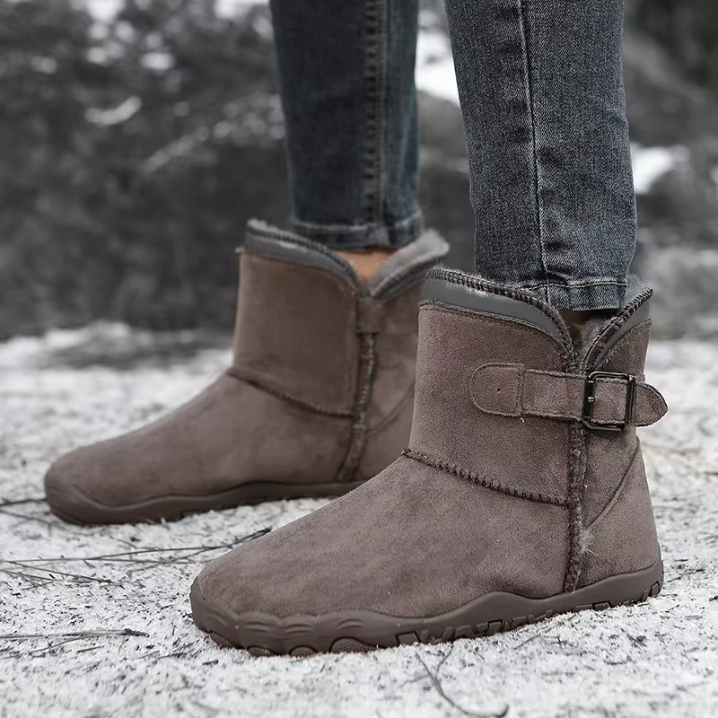 Dames Barefoot Winter Enkelboots Suède Pluche Voering Gesp Antislip Profielzool
