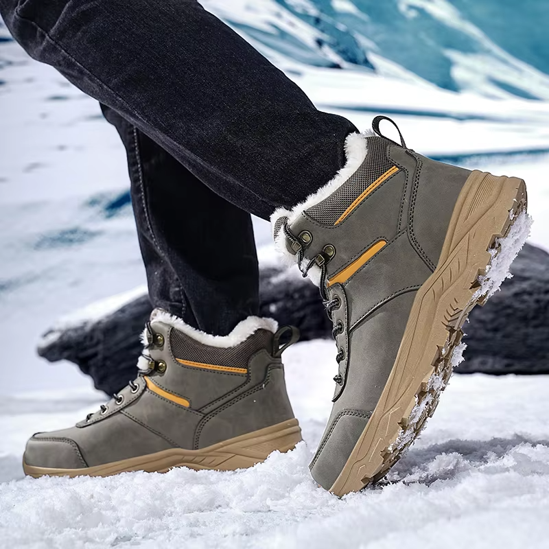Heren Winter Wandelschoenen Fleece Voering Halfhoog Antislip Lichtgewicht Buiten