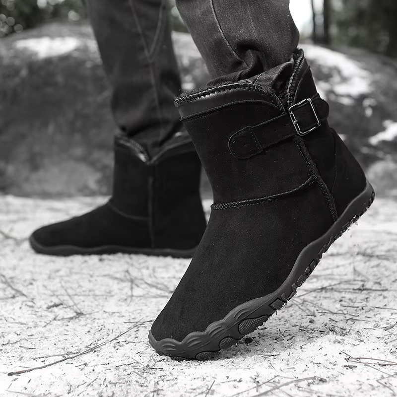 Dames Barefoot Winter Enkelboots Suède Pluche Voering Gesp Antislip Profielzool