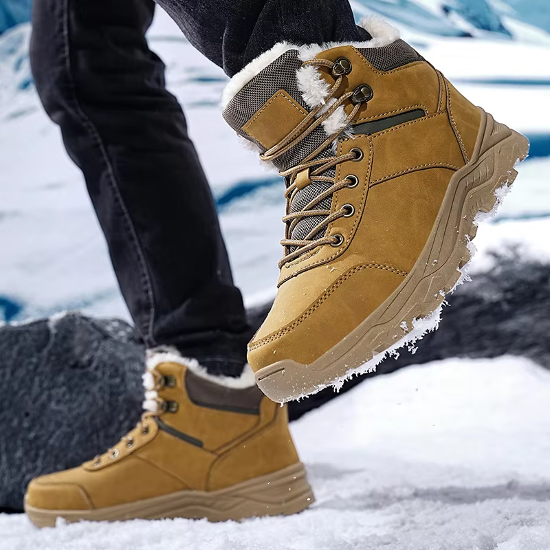 Heren Winter Wandelschoenen Fleece Voering Halfhoog Antislip Lichtgewicht Buiten