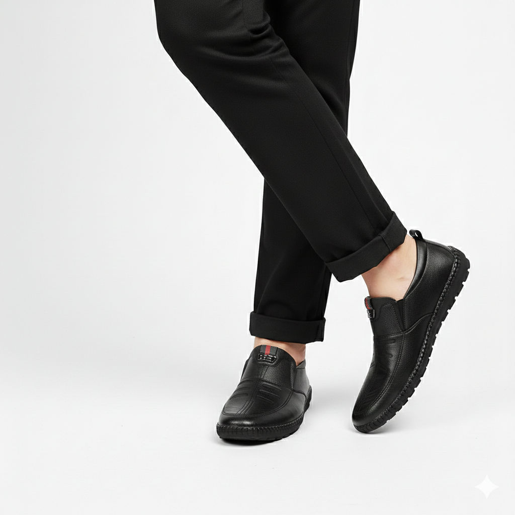 Heren PU-leren Loafers – Ademende Antislip Slip-On Casual Schoenen voor Werk en Buiten