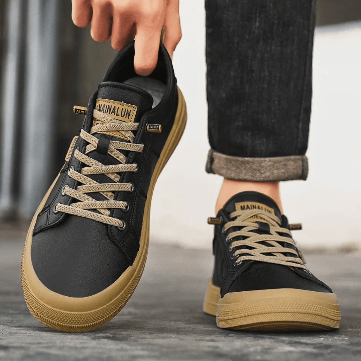 Heren Sneakers Lage Schacht Veters Metalen Oogjes Dikke Zool Casual Dagelijks