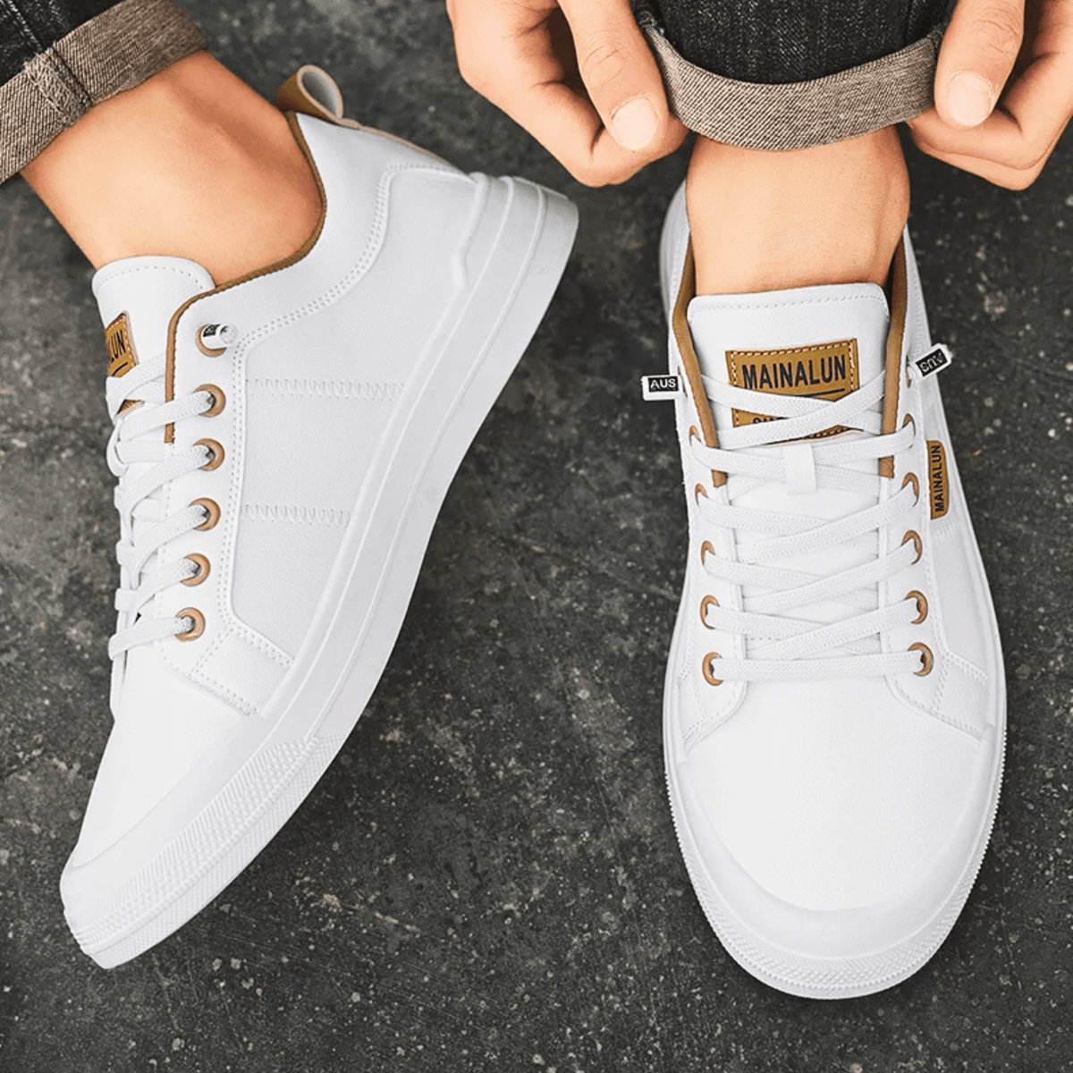 Heren Sneakers Lage Schacht Veters Metalen Oogjes Dikke Zool Casual Dagelijks